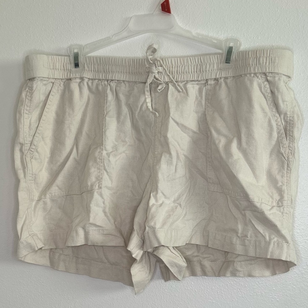 Jcrew drawstring linen blend shorts
